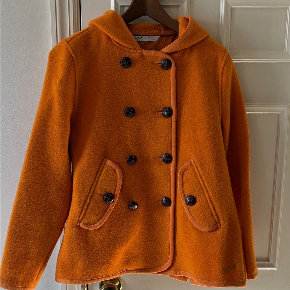 Woolrich Vibrant Orange women’s wool Hooded Coat